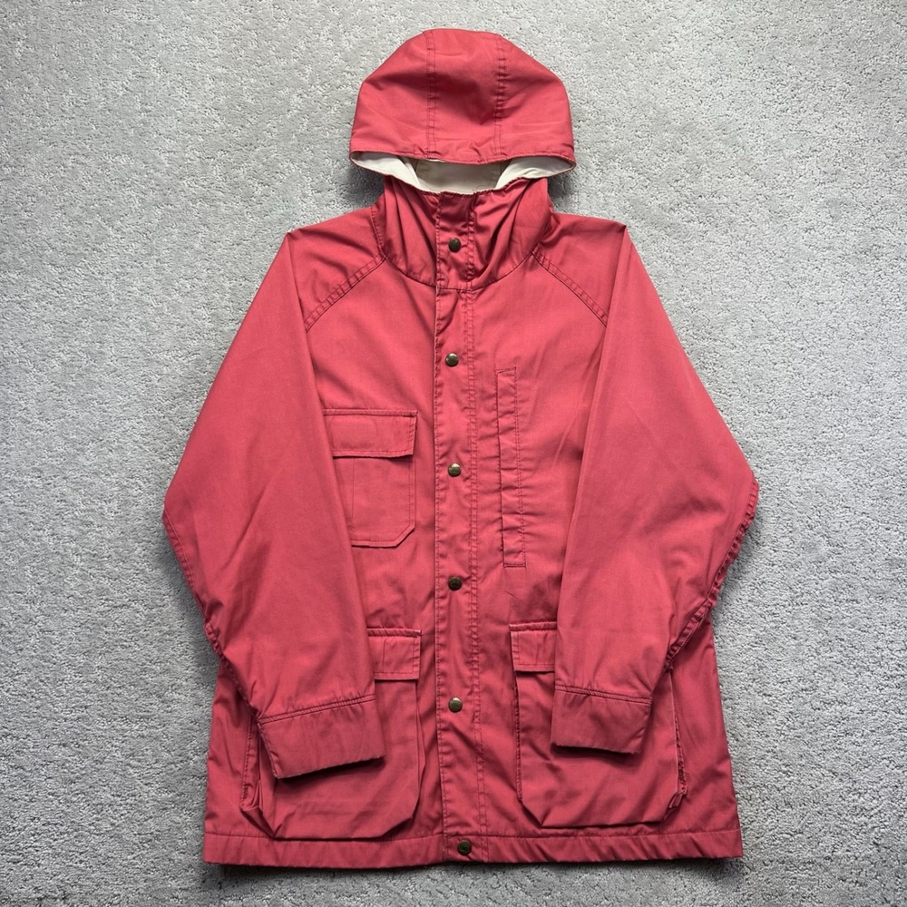 VINTAGE Woolrich Mountain Parka Jacket Womens Medium Pink Hooded Made in USA
